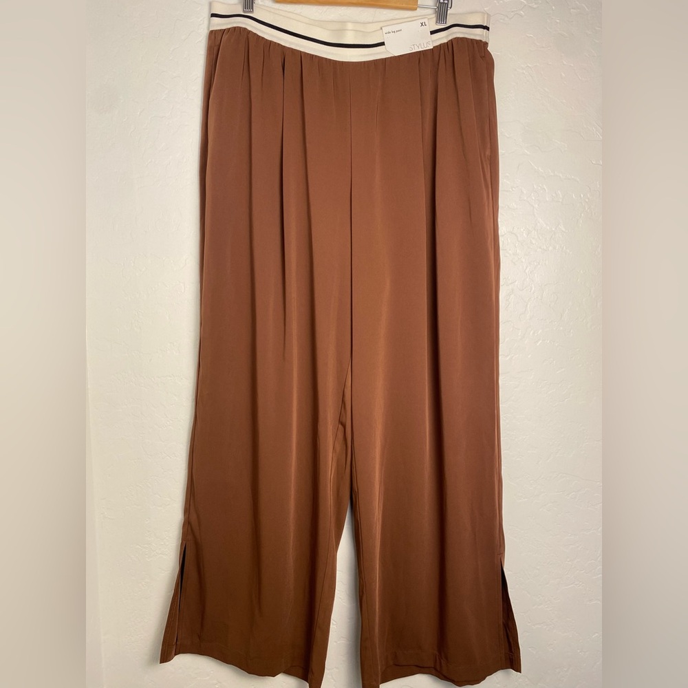STYLUS Fudge/Fondue Wide-Leg PullOn Pants Womens Size XL Comfort Relaxed Fit
